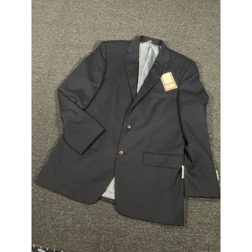 New Haggar Blazer Jacket Men 40L Navy Blue Tailored Sport Coat Modern Old Money